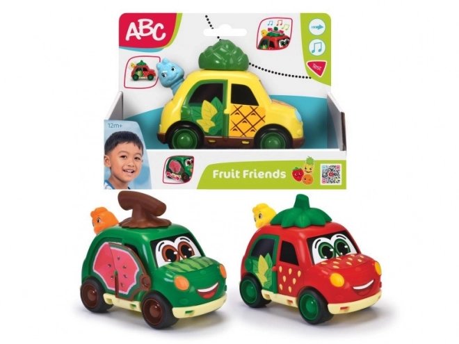 Mașinuță distractivă ABC cu fructe 12 cm