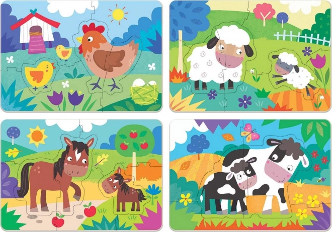 Puzzle educa primele mele puzzle-uri mămici și pui 4 în 1