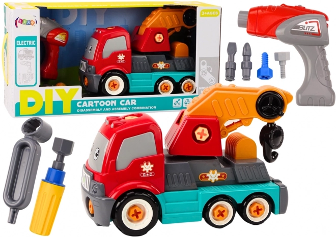 Camion Cu Macara Cartoon DIY Portocaliu