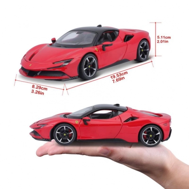 Mașina de jucărie Ferrari SF90 Stradale roșie 1:24