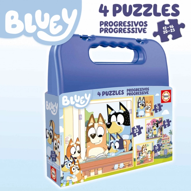 Puzzle Educa în valiză Bluey 4 în 1