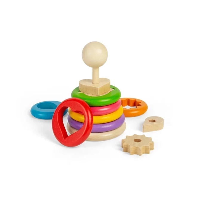 Bigjigs Toys aranjarea formelor pe suport din lemn