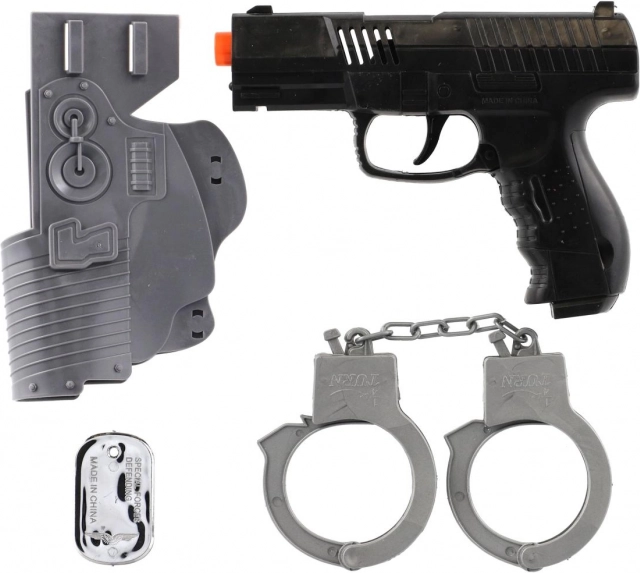 Set de pistoale din plastic cu inerție, cu accesorii militare