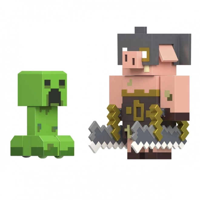 Set figurine Minecraft Legends Creeper vs Piglin