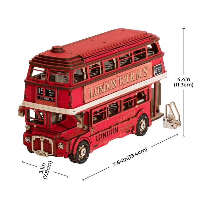 Autobuz 3D din lemn Londonez cu etaj RoboTime