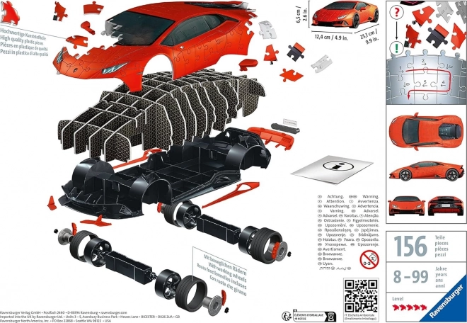 Puzzle Lamborghini Huracán Evo Portocaliu