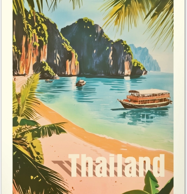 Calendar de perete Afișe vintage Paradisuri tropicale 2026