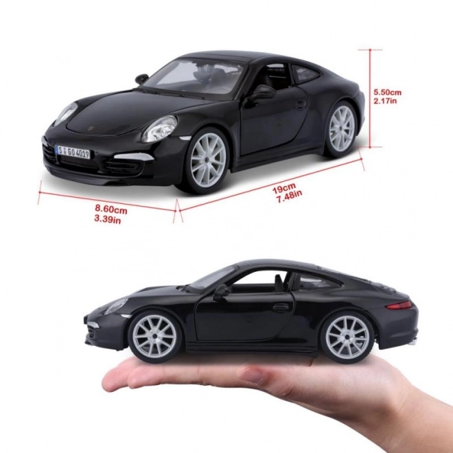 Model metalic Porsche 911 Carrera S negru la scară 1/24