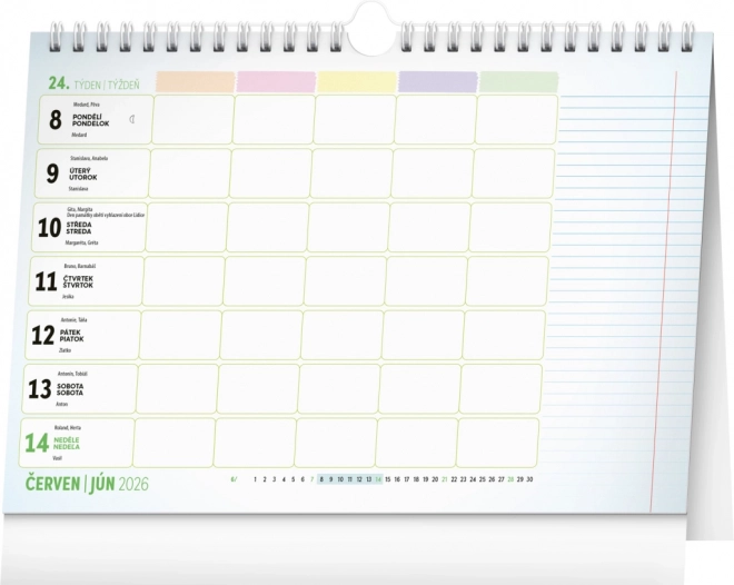 Notique calendar de planificare săptămânal pentru familie cu cârlig 2026