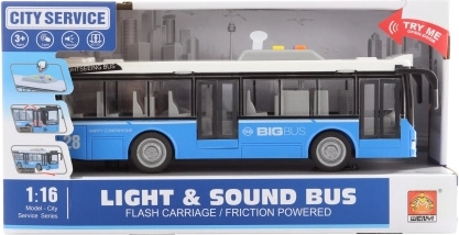 Autobuz urban albastru cu lumini și sunete