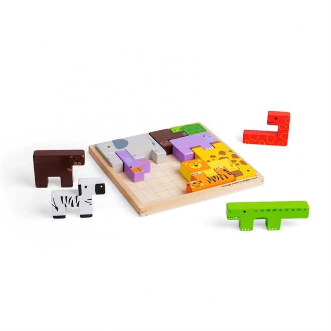 puzzle safari cu animale bigjigs toys