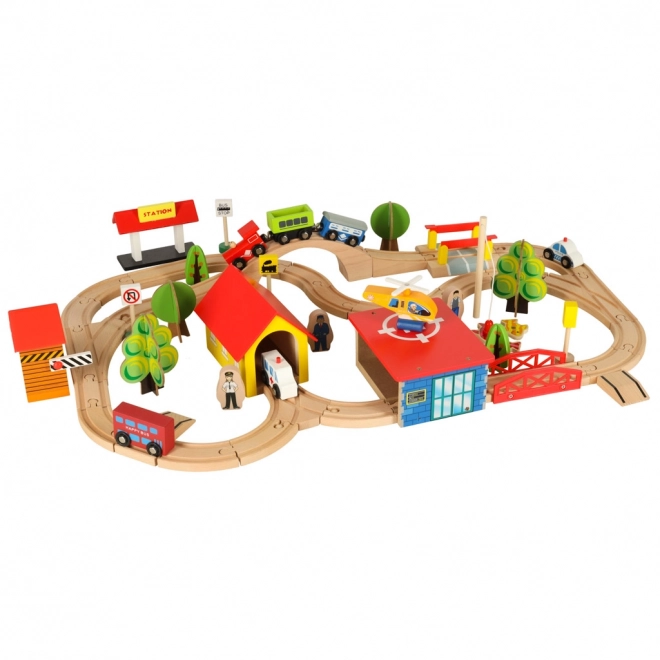 Mega Set De Tren Din Lemn - 69 Piese