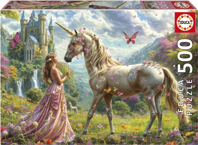 Puzzle Zână, Unicorn și Fluturi 500 Piese
