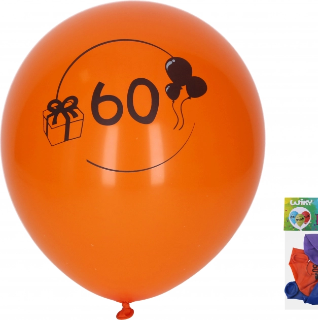 Baloane cu numărul 60, 30 cm, mix de culori, set de 5 bucăți