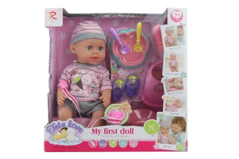 Păpușă Bebeluș 32 cm cu Accesorii și Sunete