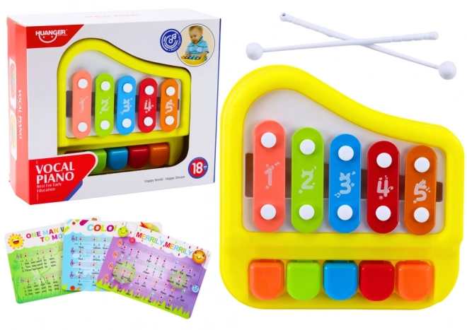 Xilofon galben de jucărie pentru copii