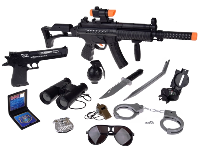 Set de poliție pentru joc de-a polițistul arma cătușe ZA4826