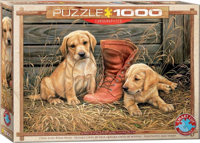 Puzzle cățeluși cu cizmă veche 1000 de piese