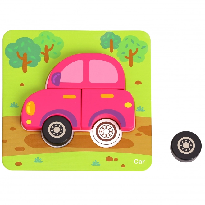 Puzzle din lemn pentru vehicule Woopie Montessori FSC