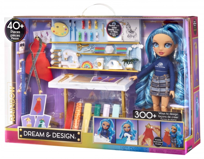 Set de creație modă Rainbow High Dream & Design cu papusa Skyler