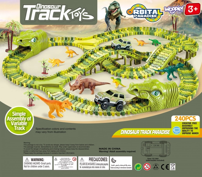 Circuit de curse cu dinozauri, mașinuță și figurine