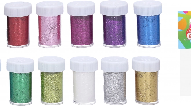 Sclipici decorativ în tub de 5 cm – set de 12 culori