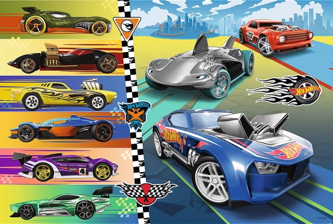 Puzzle 24 bucăți Hot Wheels Mașini Rapide