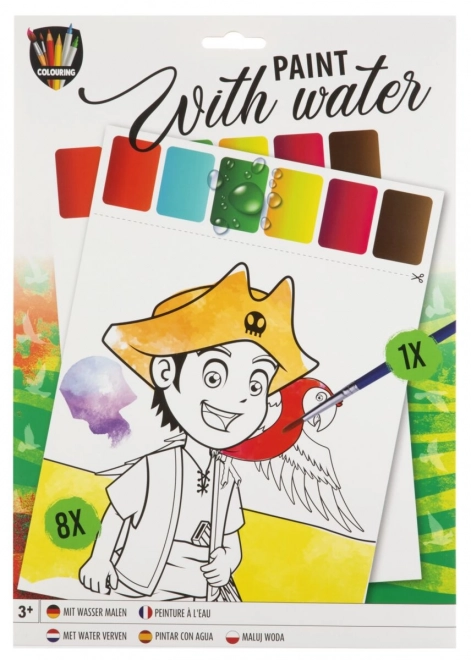 Carte de colorat cu apă și pensulă A4