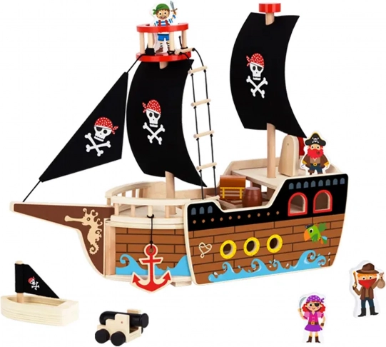 Corabie pirat din lemn cu figurine Tooky Toy