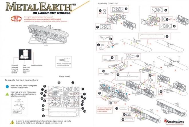 Puzzel 3D Metal Earth avionul fraților Wright