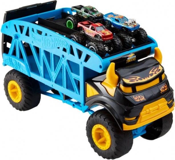 HW MONSTER TRUCKS TRANSPORT CAMION ȘI 3 CAMIOANE