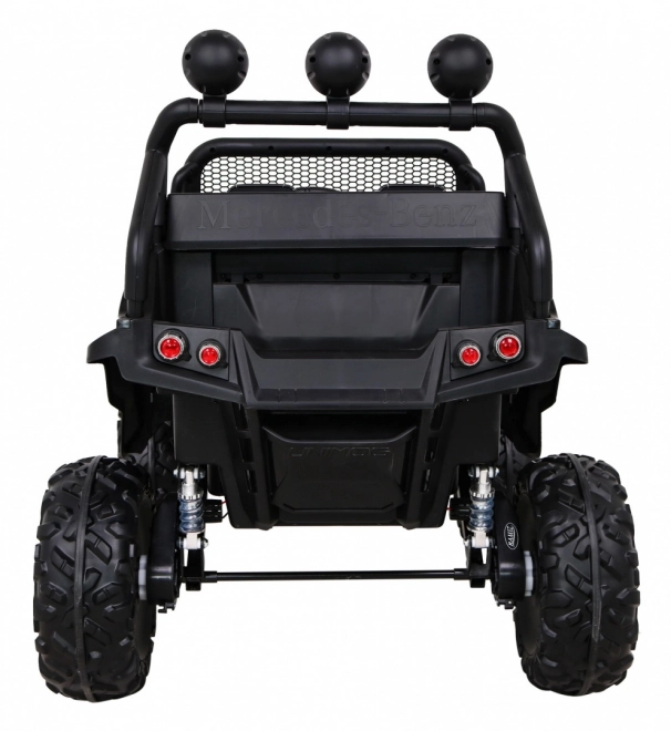Mercedes Benz Unimog pentru copii negru + tracțiune 4x4 + telecomandă + spațiu pentru bagaje + pornire lentă + MP3 LED