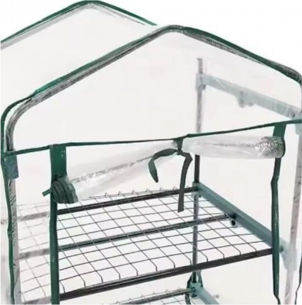 Mini seră de grădină pentru balcon cu 4 rafturi, metalică, folie PVC 69 x 49 x 157 cm