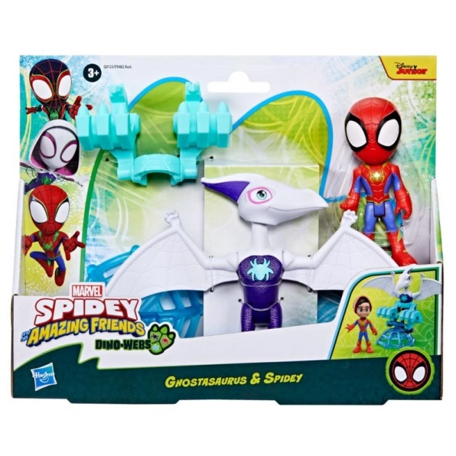 Figurină Spider-Man și prietenii săi uimitori cu dinozaur și accesorii