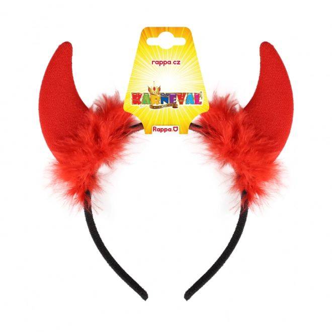 Coadă și coarne roșii cu pene pentru carnaval