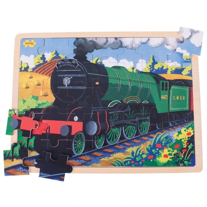 Puzzle din lemn Tren istoric Flying Scotsman 35 piese