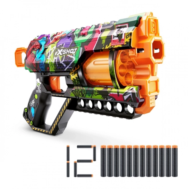 Lansator X-Shot Skins Griefer Graffiti cu 12 săgeți