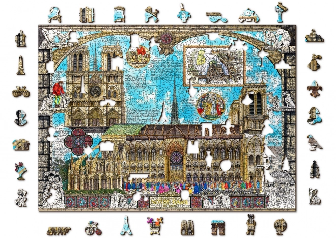 puzzle din lemn catedrala notre-dame 2 în 1