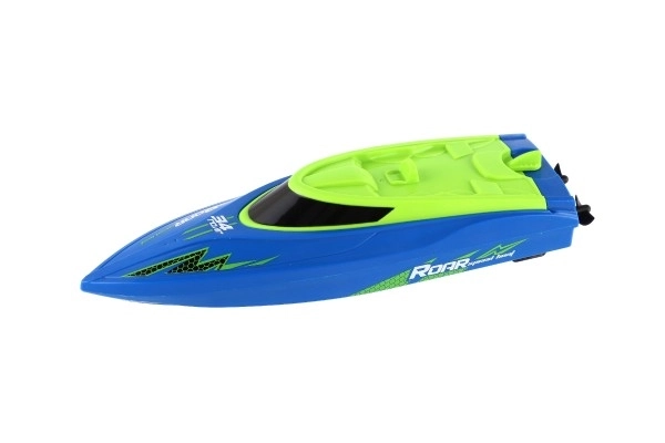 Barcă cu motor RC plastic 22cm albastră pe baterii 2,4Ghz