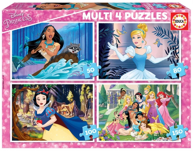 Puzzle Disney Prințese EDUCA 4în1