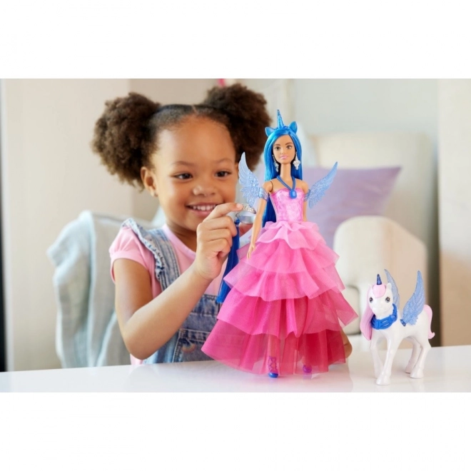 Barbie prințesă safir cu unicorn înaripat