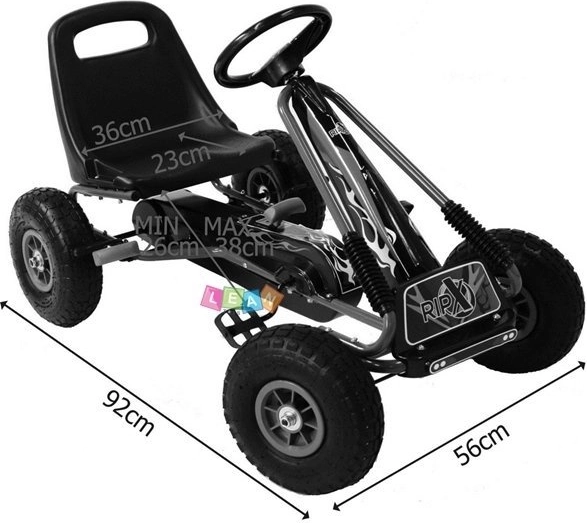 Kart cu pedale + Anvelope gonflabile + Scaun reglabil – Verde