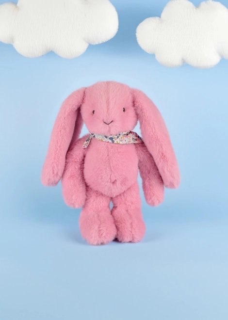 Doudou iepuraș din pluș cu eșarfă roz