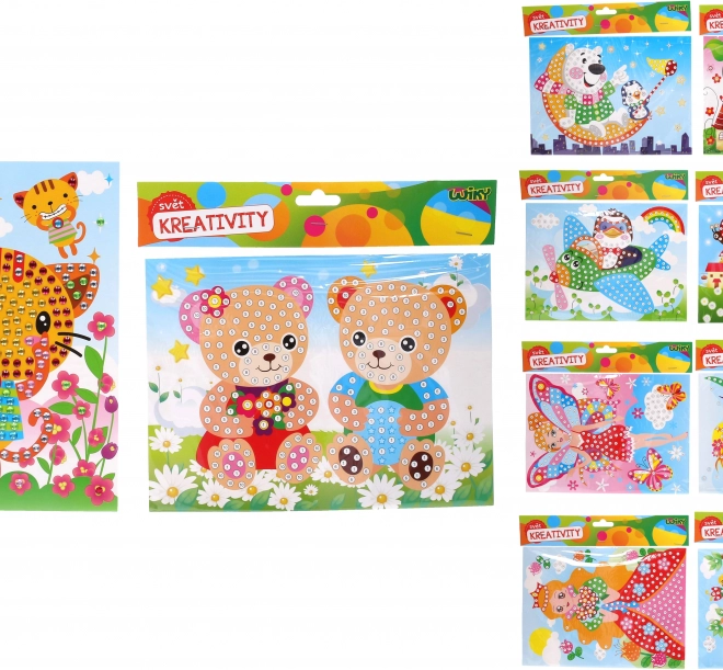 Pictură cu diamante cu pietricele 19 × 26,5 cm – mix de motive