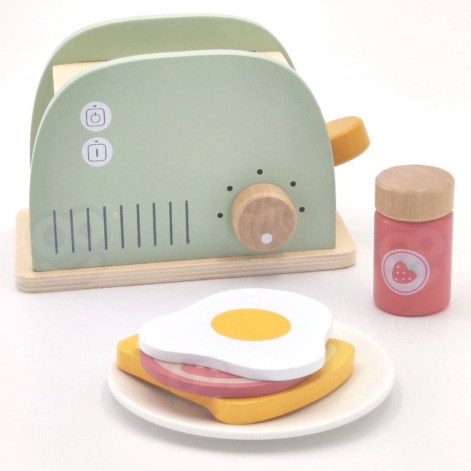 Set prăjitor de pâine din lemn pastel pentru micul dejun de la Tooky Toy