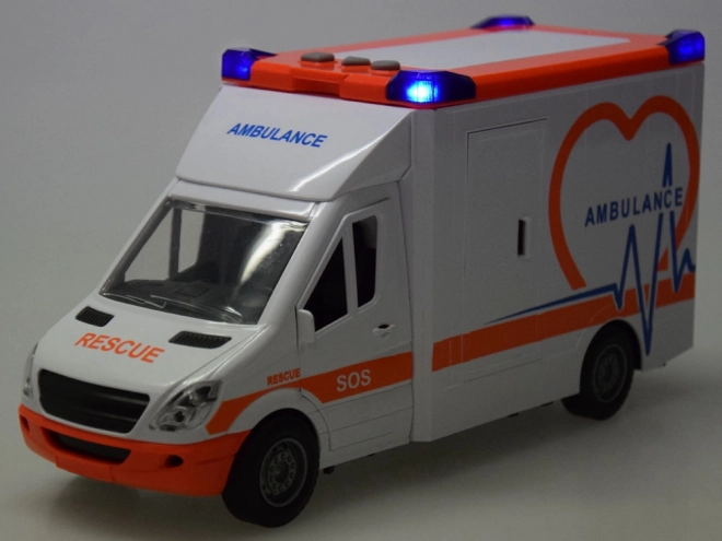 Ambulanță interactivă cu uși rabatabile și efecte luminoase și sonore