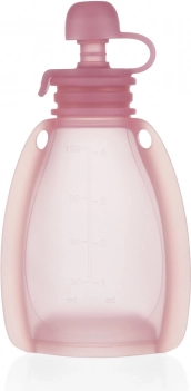 Punguță reîncărcabilă din silicon pentru hrană pentru copii, Transparent Pink