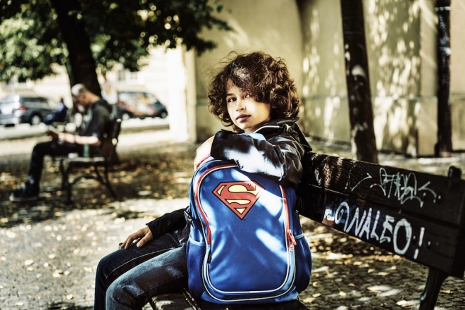 Rucsac școlar cu poncho Superman