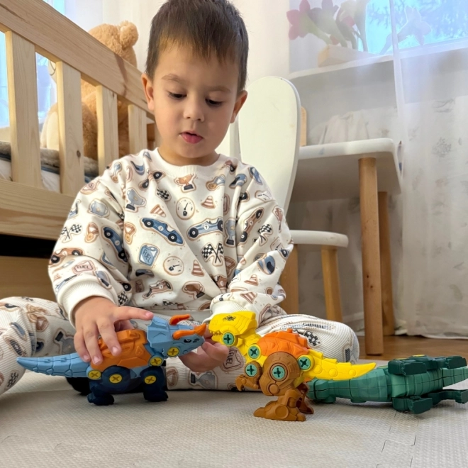 Set Construcție Dinozauri WOOPIE cu Șurubelniță și Mașină de Găurit
