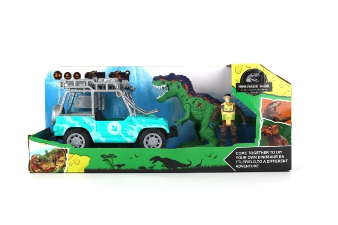 Set jucărie Dinozaur cu mașină